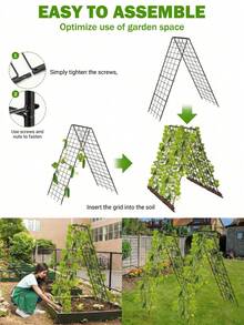 47"X15" Garden Cucumber Trellis, Outdoor Climbing Plant Support Rack With Climbing Net And Plant Clips, Suitable For Garden Planting Beds - B - View 8
