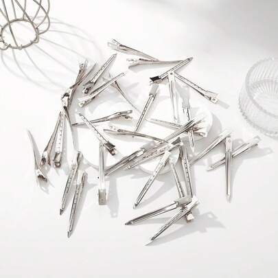 40 chiếc kẹp tóc cá sấu bằng kim loại chống gỉ, dài 3,5 inch, có lỗ, phù hợp với tóc dày và mỏng, dùng để tạo kiểu tóc, nhuộm tóc, sử dụng trong salon, màu bạc.