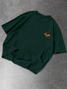 Manfinity Roughcore Men's Casual Short Sleeve Crew Neck T-Shirt With Creative And Versatile Playing Card Graphic Design - Green - View 2