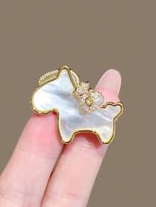 1 chiếc ghim cài áo hình chú ngựa nhỏ hoạt hình tối giản, phụ kiện cài áo dễ thương đa năng. - Vàng - Xem 8