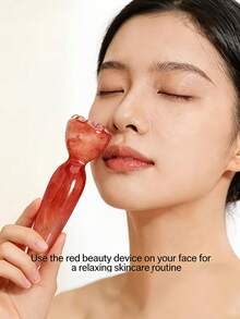 1pc Pink Manual Facial Massage Tool, Suitable For Face, Neck And Body, Daily Skincare Relaxation Beauty Roller - Multicolor - View 2