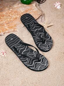Women's Summer Beach Flip Flops, Non-Slip - Black - View 1