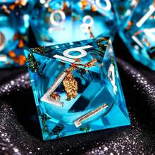 7pcs D&D Dice Set, Liquid-Filled Resin Dice, Handmade Sharp-Edged Polyhedral Dice For Roleplaying Games - Multicolor - View 7