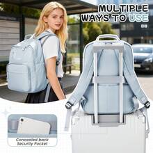 Grand sac à dos de voyage en nylon pour femmes et hommes, sac à dos scolaire imperméable avec compartiment pour ordinateur portable de 15,6 pouces, sac à dos décontracté multi-poches avec sangle pour bagage pour le travail, l'université et les activités extérieures - Multicolore - Voir 10