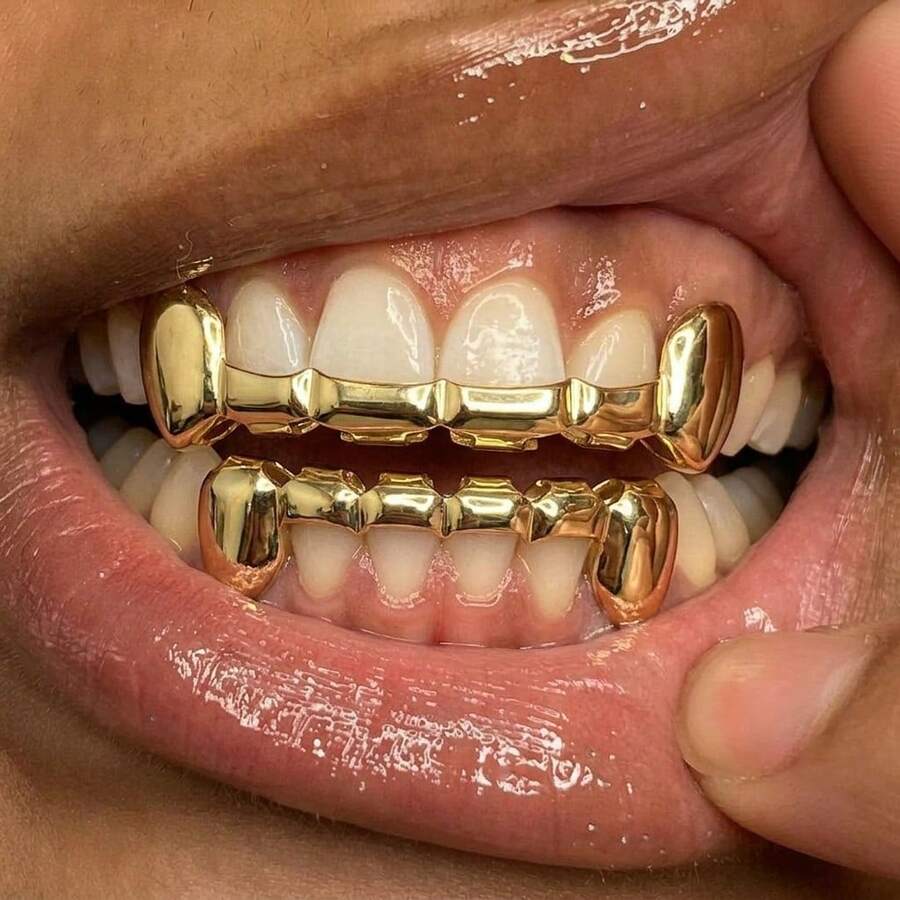 1 Set de Dientes Metálicos Ajustables con Forma de Colmillo - Multicolor - Ver 1