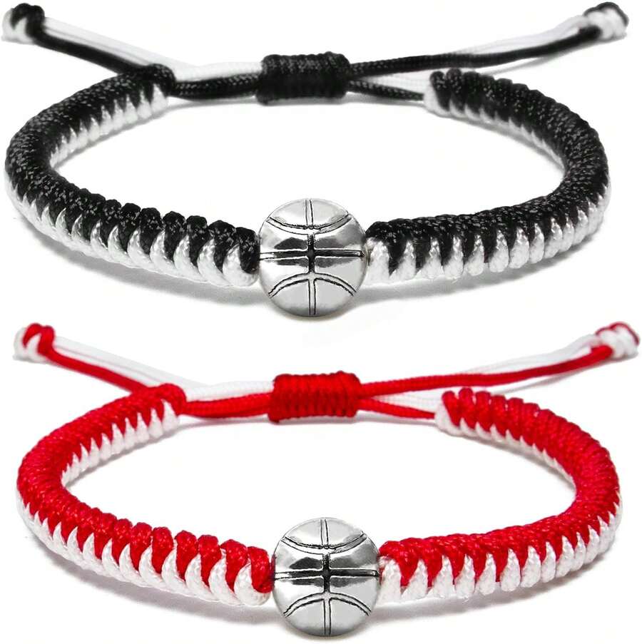 MANYC Basketball Bracelets Adjustable For Boys, Girls, And Adults Handmade Gifts For Basketball Players - 隨機樣式4 - 查看 1