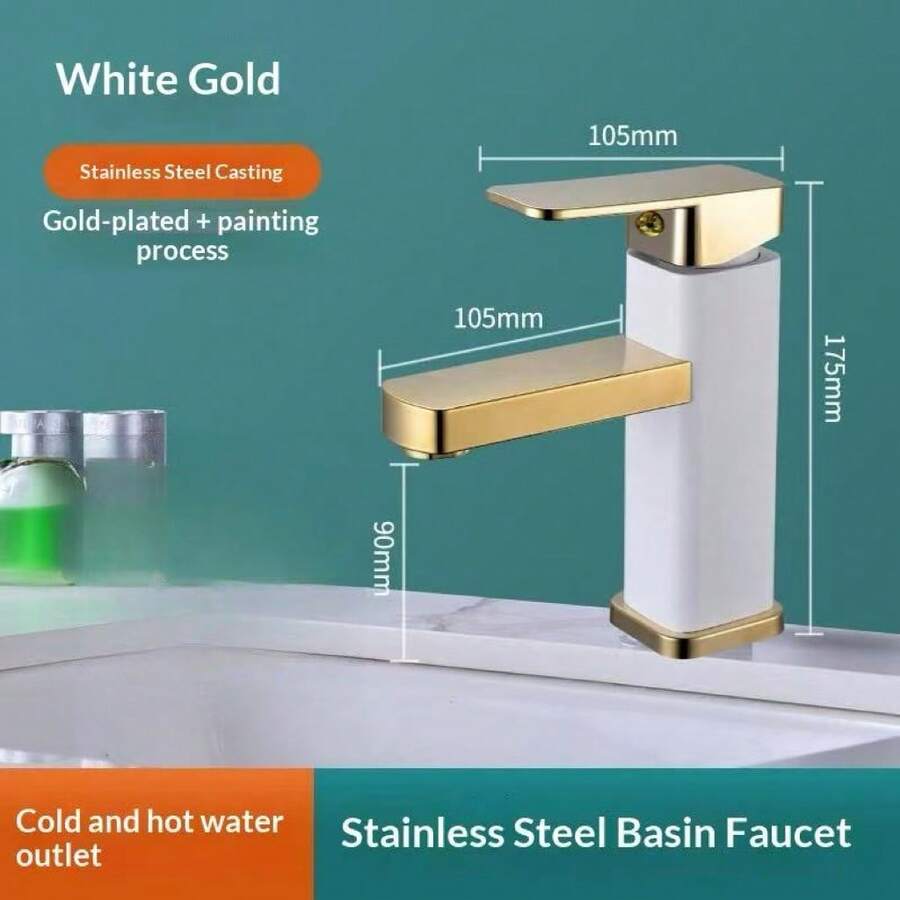 Grifo cuadrado de lujo asequible minimalista moderno, diseño a prueba de salpicaduras, núcleo de válvula cerámica con control de agua fría y caliente, adecuado para cocina, baño y hotel