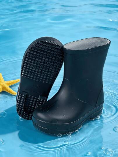 Girls' Fashionable, Black Color, Simple And Cute Rain Boots For Playing Fishing And Entertainment On Rainy Days, Comfortable Soft-Soled Water Shoes, Low-Top Stream Tracing Shoes, Rain Boots