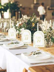 30 Thẻ số bàn cưới từ 1-30, bảng số chỗ ngồi hình vòm, thẻ số bàn màu trắng vàng, số bàn dùng cho tiệc cưới, tiệc sinh nhật, kỷ niệm và tiệc tối tại nhà hàng. - Xem 2