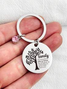 1pc Meaningful Stainless Steel Keychain, Gift For Family, "Family Like Branches On A Tree", Gift For Elders To Give To Children - Multicolor - View 5