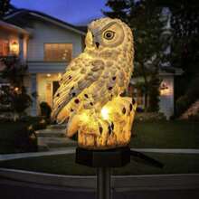 Lampu Taman Bertenaga Surya Bentuk Burung Hantu, Lampu Jalan LED Tahan Air, Lampu Hias Hewan dari Resin untuk Halaman, Teras, dan Dekorasi Luar Ruangan - Putih Hangat - View 7