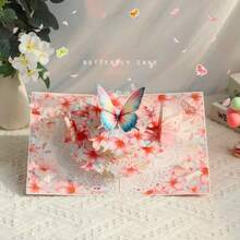 Gâteau pop-up créatif avec papillons 3D, carte pliante délicate, carte de vœux pop-up, convient pour l'anniversaire, la fête des pères, la fête des enseignants, la fête des mères, l'anniversaire, le mariage, la remise des diplômes, un cadeau de remerciement, pour lui ou pour elle - Ensembles - Voir 3