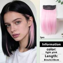8 Inch Clip-In Highlight Hair Extensions - Multi-Color High Temperature Synthetic Hair Extensions, Suitable For Short Hair, Easy To Wear, Suitable For Christmas And Music Festivals (Vibrant Colors, 1 Piece) - Multicolor - View 19