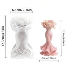 1个3D花裙硅胶模具，优雅波浪裙摆设计，线条流畅，细节丰富，可重复使用，适用于蜡烛、树脂、石膏工艺品、桌面装饰、插花、DIY创意礼物模具，适用于情人节、生日、母亲节、周年纪念日、节日手工制作。 - 花朵裙模具 - 查看 7