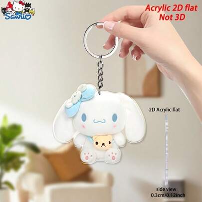  [2D Flat] Sanrio Cinnamoroll Acrylic Keychain - Featuring A 2D Flat Design. A Sweet And Exquisite Accessory In A Cute Anime Style, Showcasing Cinnamoroll's Iconic Face And Signature Motifs. This Sparkling, Practical, And Unique Keychain Serves As A Charming Decorative Pendant For Keys, Car Keys, Backpacks, And Wallets-Making It A Perfect Small Gift For The Holidays.