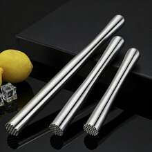 1pc 304 Stainless Steel Cocktail Muddler, Fruit Masher With Grooved Non-Slip Handle, Solid Lemon Lime Squeezer Tool, Mojito, Whiskey, Margarita And Lemonade Bar Accessory, Home Kitchen Bar Drink Mixing And Summer Cocktail Fruit Mashing Supplies - View 8