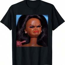 Women's Summer Vacation T-Shirt Angry Disgusted Doll Face Meme Reaction Meme Funny T-Shirt - màu đen - Xem 8