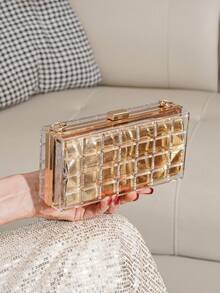 Túi cầm tay hộp trong suốt bằng acrylic mới, túi đeo chéo vai, túi dây xích, túi đựng điện thoại, túi đựng son môi, thích hợp cho tiệc tùng, họp mặt, túi đeo chéo thời trang. - Trong sáng - Xem 8