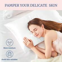 1 vỏ gối satin, mềm mại, mịn màng, thích hợp chăm sóc tóc và da, có khóa cài kiểu phong bì (Không bao gồm ruột gối) - trắng - Xem 4