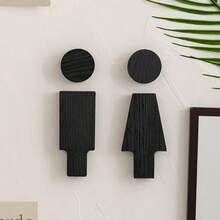 2 piezas de señal de baño de madera premium, indicador de baño adecuado para el hogar, bar, cafetería y otras ocasiones como regalos de cumpleaños y graduación - Multicolor - Ver 2