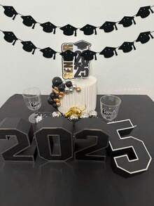 2个黑色毛毡毕业帽花环 - 2026届毕业生花环装饰 | 2026届毕业派对装饰，2026届毕业典礼装饰 - 查看 3