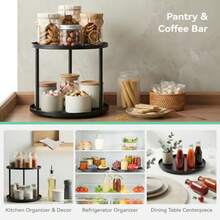 Metal Lazy Susan Organizer 9" Rotating Spice Rack Turntable Organizer Black 1 Tier Spinner Sge For Kitchen Countertop And Cabinet - màu đen - Xem 5