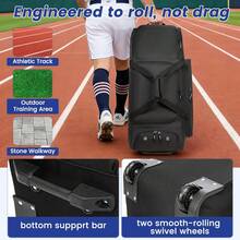 Rolling Baseball Catchers Gear Bag With Wheels, Large Baseball Softball Bag For 4 Bats, Equipped With Shoe Compartment, Fence Hooks And Multiple Pockets - 藍色 - 查看 11