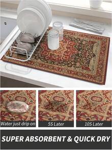 1pc Soft Absorbent Kitchen Counter Drying Mat, Non-Slip Rubber Bottom, Quick Dry Waterproof Placemat For Dishes & Coffee Maker, Multi-Functional Heat Insulation Algae Mud Pad For Home Use - Multicolor - View 5