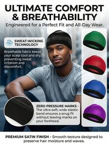 Awegeo 1/3 Paquete de Diadema, Gorro y Boina para Hombres - Conjunto de Accesorios Casuales Cómodos y Transpirables, Adecuados para Deportes, Actividades al Aire Libre, Hogar y Uso Diario - Burdeos - Ver 7