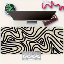 Large HD Modern Line Art Desk Mat & Gaming Mouse Pad - Non-Slip Rubber Base, Rectangular Computer Desk Compatible For Office, Home, PC, Laptop - Abstract //// Line Drawing - Mouse Pad - View 5