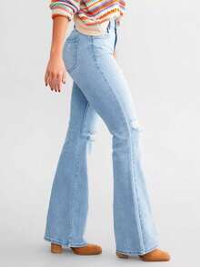 New Ripped Skinny Stretch Jeans, And Versatile Women Denim Pants Spring - Baby Blue - View 4