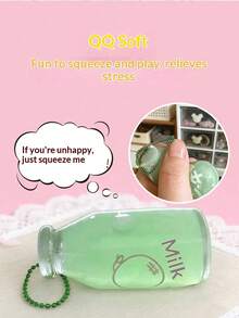 1个随机款式迷你水果牛奶瓶挤压玩具 - 逼真的缓缓上升牛奶杯，新颖的桌面摆件，适合送给女孩的礼物，温暖粘手的玩具 - 彩色 - 查看 4