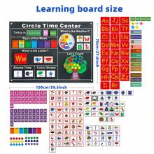 254pcs Kalender Belajar Anak, Pusat Waktu dari Kain Felt, Papan Aktivitas Flanel, Cuaca, Warna, Berhitung, Aktivitas Belajar Kalender, Papan Felt Edukatif, Hadiah untuk Anak Laki-laki dan Perempuan - Hitam - View 6