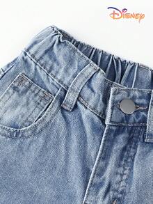 Disney Winnie The Pooh Girls Wide Leg Jeans, Loose Light Wash Denim Pants With Piglet, Tigger, Honey Pot & Bee Cartoon Print,  Children's Day Gifts - 藍色 - 查看 6