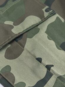 女士休闲迷彩工装裤，适合户外徒步和运动，春秋季假期穿着 - 軍綠色 - 查看 5