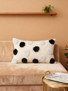 1个/2个黑白波点极简抱枕套，腰枕套，17.7*17.7英寸（45*45厘米）/11.8*19.6英寸（30*50厘米），雪尼尔面料，毛绒工艺，适用于沙发、客厅、卧室、汽车、办公室、酒店、家居装饰，是馈赠亲友的完美礼物，四季皆宜，不含枕芯 - 黑與白 - 查看 4
