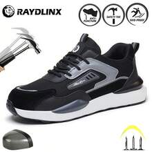 RAYDLINX Breathable Men's Steel Toe Work Shoes, Summer, Anti-Smashing, Anti-Piercing, Comfortable, Lightweight, Anti-Odor, Shoes For Construction Sites - Black - View 19