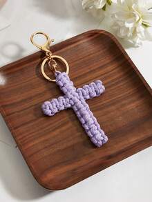 1pc/2pcs Handmade Woven Cross Keychain, Jesus Cross Keychain, Christian Car Key Chain, Bag Charm, Bohemian Soft Cross Keyring, Gift For Women Men, Holiday Decor, Birthday Gift, Couple Gift, Wedding Favor, Party Giveaway, Friend Gift - Multicolor - View 17