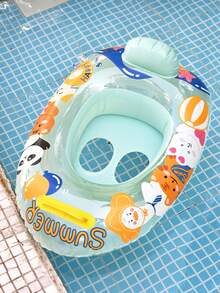 1个儿童游泳池充气座椅圈，可爱漂浮座椅圈，儿童游泳圈，汽车/船形充气游泳圈，儿童腋下漂浮圈，夏季熊猫系列带手柄游泳圈 - 彩色 - 查看 12