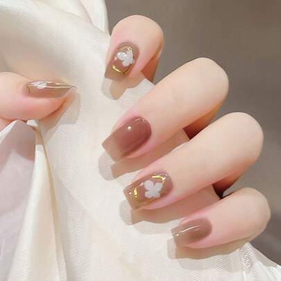 Cured Gel Nail Strips , Clear Base, 20 Pcs Gel Nail Wraps, Stickers, UV Light Required, Salon Quality, Long Lasting,ES20 Cross-Border Wholesale Drop Shipping Red Book Same Style Nail Stickers Nail Stickers For Fingertips