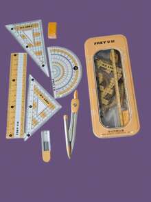 8pcs Upgraded Geometry Ruler Set, Protractor, Triangular Ruler, Compass, Math Teaching Tools, Drawing Learning Stationery, Math Instruments - Sets - View 9