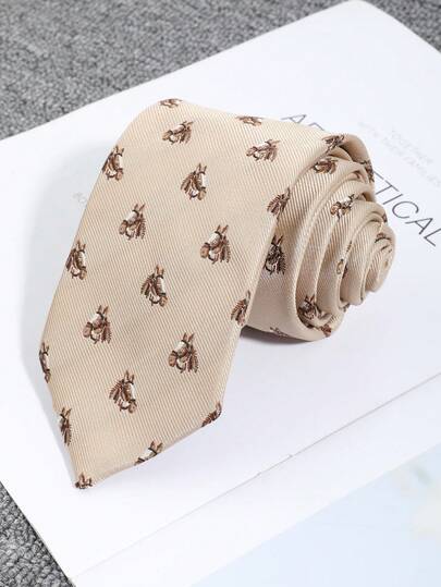 1 pieza Corbata de moda para hombres con estampado de caballo, adecuada para combinar con trajes, atuendo formal, negocios, bodas, ocasiones casuales y versátiles