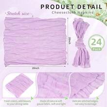 6/12/24pcs Cream Balinese Cheesecloth Napkins Decor, Suitable For Outdoor Events Such As Weddings, Bridal And Baby Showers, Birthday Parties, Mother's Day, Home Decor, Family Gatherings, Banquets, Receptions, Buffets, Picnics And Various Theme Parties. - Multicolor - View 21