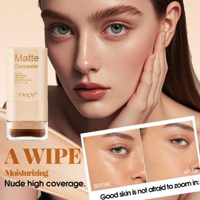 1 pieza Corrector de cobertura total - Alta cobertura y acabado mate natural, apto para rostro y ojos - Resistente al agua y de larga duración hasta 24 horas