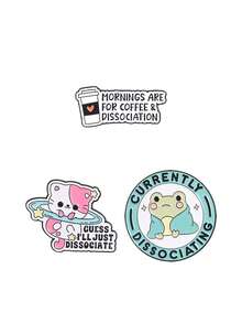 3pcs " I'll Just Dissociate" Cat Enamel Brooch, Cute Space Cat & Frog Brooch, Adorable Animal Pins, Backpack Accessories, Gifts For Friends - Multicolor - View 10