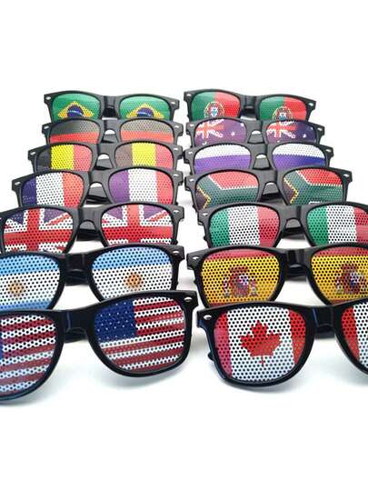 Gafas de decoración para carnaval deportivo y pegatinas de banderas nacionales, pegatinas adhesivas de las banderas de Argentina, Inglaterra y EE. UU., accesorios para fotografía para ver partidos