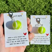 5/2/1pcs Cute Tennis Ball Keychain Pendant With Inspirational Quote, Suitable For Birthday, Mother's Day, Father's Day And Sports Events, Inspirational Mini Souvenir Gift - View 6