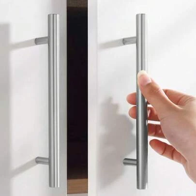 Tay nắm tủ bằng thép không gỉ kèm ốc vít, bề mặt màu bạc, phụ kiện nhà bếp, dễ cầm nắm, thao tác trơn tru, lắp đặt đơn giản.