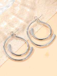1 Pair Vintage Leaf Flower Pendant Earrings, Handmade Creative Accessory, Versatile Jewelry For Daily Wear & Gatherings - Antique Silver - View 4