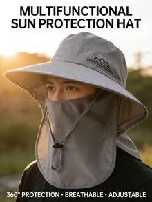 Unisex Wide Brim Bucket Hat With Face & Neck Flap, Breathable Mesh Design, Waterproof Quick-Dry, Adjustable Chin Strap, Suitable For Hiking, Camping, Gardening, Beach, Cycling, Travel And Other Outdoor Activities - A - View 6